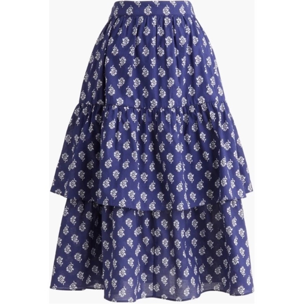 J. Crew Navy Floral A-Line Skirt